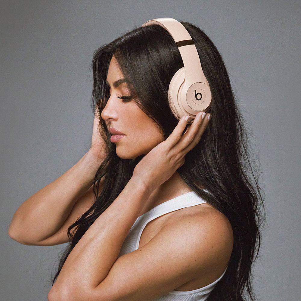 Kim Kardashian wearing Beats Studio Pro in Moon